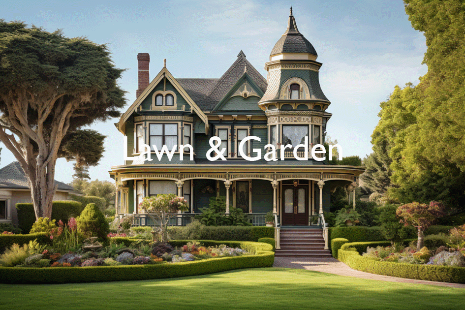 A picture depicting a picturesque Victorian house with a beautifully manicured front lawn showcasing vibrant greenery and meticulous landscaping.